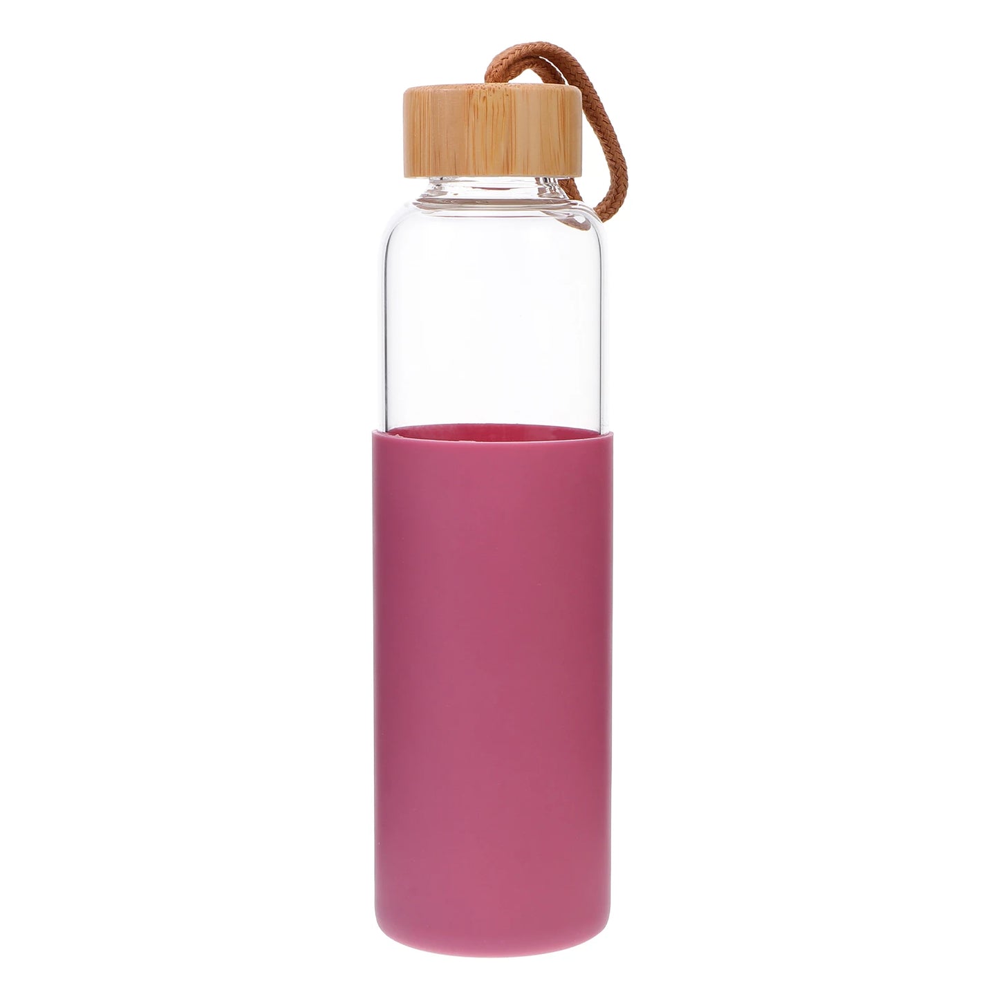 Sustainable Portable water Bottle, 550 ml, glass cup, bamboo lid, silicone cover for protection. Become part of the Water Revolution.