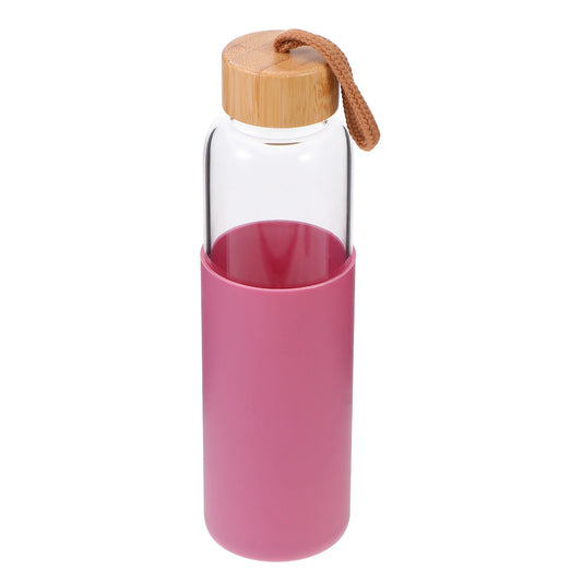 Sustainable Portable water Bottle, 550 ml, glass cup, bamboo lid, silicone cover for protection. Become part of the Water Revolution.