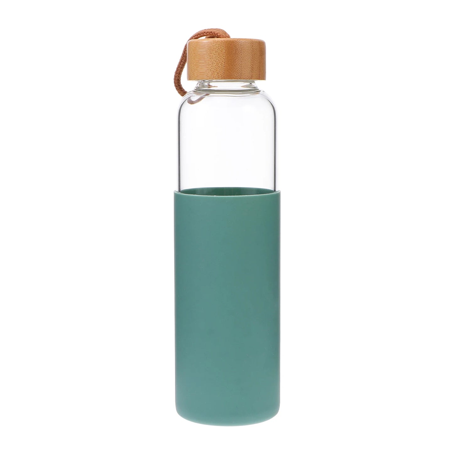 Sustainable Portable water Bottle, 550 ml, glass cup, bamboo lid, silicone cover for protection. Become part of the Water Revolution.