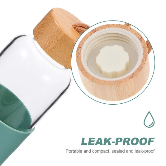 Sustainable Portable water Bottle, 550 ml, glass cup, bamboo lid, silicone cover for protection. Become part of the Water Revolution.