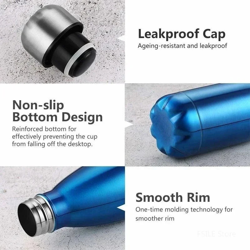 Stainles Steel Sport Water Bottle, 350ml/500ml/750ml/1000ml, Thermos Bottle Keep Hot and Cold Insulated Vacuum Flask